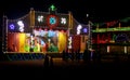 Light decoration of church stage in india.