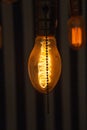 Vintage Filament Light bulb decoration made with a cheese grater Royalty Free Stock Photo