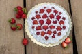Light, delicate and tasty cream cake with fresh strawberries Royalty Free Stock Photo