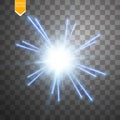 Light digital star on the transparent background