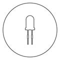 Light diode black icon outline in circle image