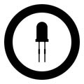 Light diode black icon in circle Royalty Free Stock Photo