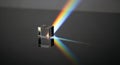 Light Dispersion and Refraction with a Crystal Cube Royalty Free Stock Photo