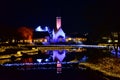 Light display and pond reflection in Nabana no Sato, Japan