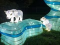 Two white polar bears light display at China Lights in Hales Corner, Wisconsin