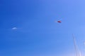 Light double helicopter, yacht masts. Blanes Spain Royalty Free Stock Photo