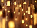 The light from the Edison lamp. Hang on the background of a wooden wall, depth-of-field camera effects.