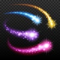 Light effect comets set vector illustration. Royalty Free Stock Photo