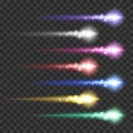 Light effect comets set vector illustration.