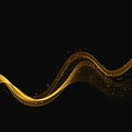 Light effect with glowing gold wavy lines and sparkles design on transparent special effec. Royalty Free Stock Photo