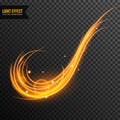 Light Effect vector transparent with line swirl and golden sparkles Royalty Free Stock Photo