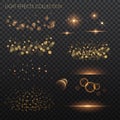 Light effects collection. Copper lights effects. Sparkle and glitter. Vector