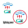 Light, electric, logo design elements. The concept of the symbol of energy and electric thunder. Lightning from clouds and Royalty Free Stock Photo