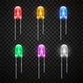 Light emitting bright diode, realistic style set Royalty Free Stock Photo