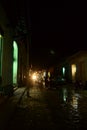 Light at the end of a dark street. Trinidad, Cuba Royalty Free Stock Photo