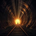 The light at the end of the tunnel. Exit from the darkness. Created with Generative AI Royalty Free Stock Photo