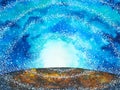 Light at the end of the tunnel spiritual mind mental positive thinking watercolor painting illustration Royalty Free Stock Photo