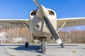 Light-engine propeller aircraft front view Royalty Free Stock Photo