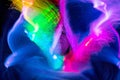 Light fantasies, fuzzy, beautiful and colorful light paintings, abstract light lines and blurred facial contours, light textures Royalty Free Stock Photo