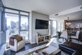 Light filled family room with panoramic view of Seattle