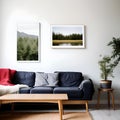 Light filled modern living interior with Scandinavian furniture