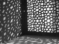 Light filtering through an elaborate latticework