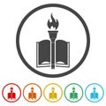 Light Fire Flame Torch Book ring icon, color set