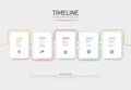 Light five steps template with white cards colorful tabs icons and description