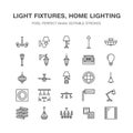 Light fixture, lamps flat line icons. Home and outdoor Royalty Free Stock Photo