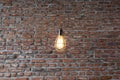 Light fixtures on a wall with bricks background.