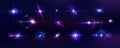 Light flare. Spark effect, space or star glint, twinkle beam, camera shine particle element. Pink and purple colors