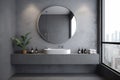 design concrete room home luxury interior sink bathroom hotel mirror gray. Generative AI. Royalty Free Stock Photo
