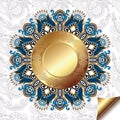 Light floral background with gold circle pattern