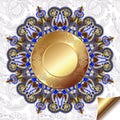 Light floral background with gold circle pattern