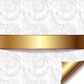 Light floral background with gold ribbon, eps 10 Royalty Free Stock Photo