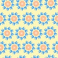 Light floral background. Spring cheerful ornament on a yellow background. Vintage texture for fabric, tile, wallpaper Royalty Free Stock Photo