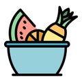 Light fruit salad icon color outline vector