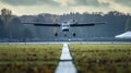 Light general aviation plane. Single engine airplane with propeller over the runway Royalty Free Stock Photo