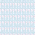 Light gentle pink cocktail glass of milk drink blue vector seamless background pattern.