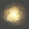 Light gleaming effect. Soft realistic fireworks with glitter splatter elements. Shining circles bokeh particles outburst