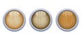 Light Glossy Wooden Buttons with metal ring