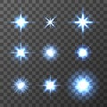 Light Glow Flare Stars Effect Set vector stock illustration Royalty Free Stock Photo