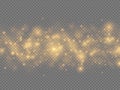 The dust sparks and golden stars shine with special light. Vector sparkles on a transparent background Royalty Free Stock Photo