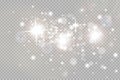 The dust sparks and golden stars shine with special light. Vector sparkles on a transparent background Royalty Free Stock Photo