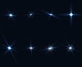 Light Glow Flare Stars Effect Set on transparent background. Vector illustration Royalty Free Stock Photo