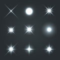 Light Glow Flare Stars Effect Set. Royalty Free Stock Photo