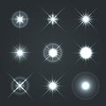 Light Glow Flare Stars Effect Set 2. Royalty Free Stock Photo