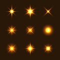 Light Glow Flare Stars Effect Set. Royalty Free Stock Photo