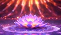 Light glowing lotus flower with pink illumination spiritual awakening enlightment meditation, wedding invitations, package.