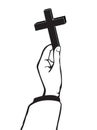Light of God , hand holding Cross of Christianity and blue background vector